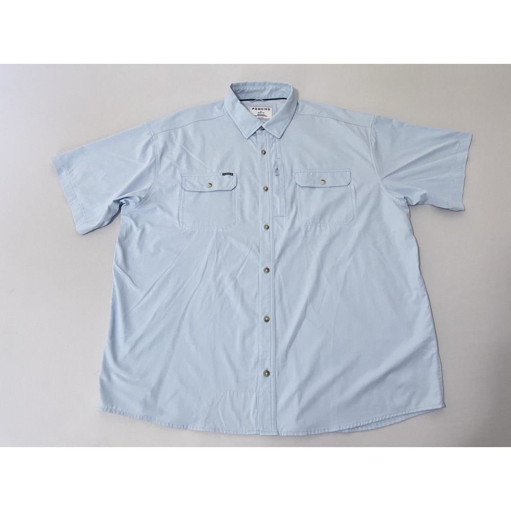 Poncho Outdoors Short Sleeve The Original Shirt Reg Fit Mag Pocket Blue Sz XL